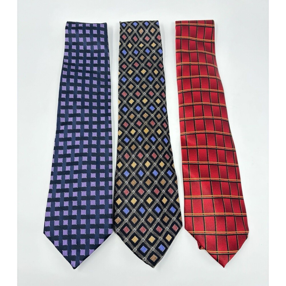 Mens Ties Lot Of 3 De Santis Collection 100% Silk Ties Made In Italy